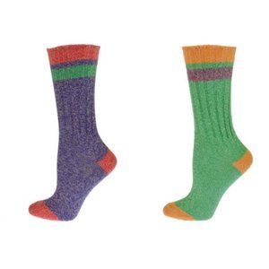 Women Twisted Marled Colorful Contrast Heel Socks